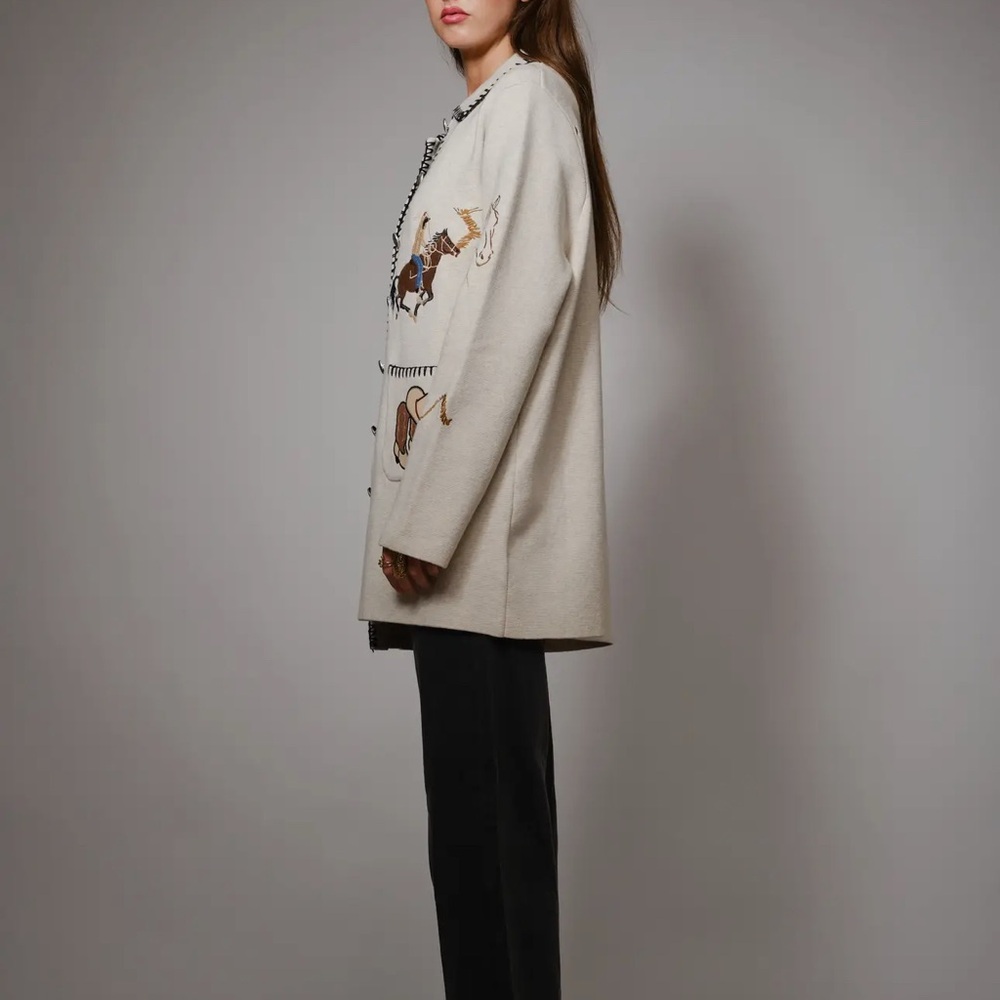 Western Embroidered Button-Up Jacket. blue b - Picture 7 of 13